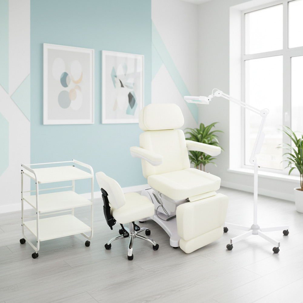 Kosmetikkabine – vollelektrisch, ergonomisch, modern, perlweiß 907701b