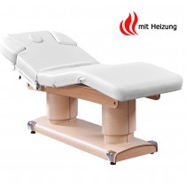 Massageliege Weiß / hell Holz mit 4 Motoren & Heizung 033838H